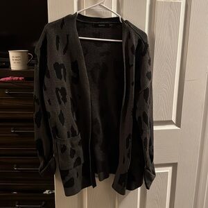 Zesica Black and grey cheetah cardigan